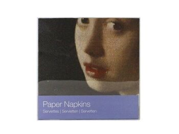 Serviettes papier, Boucle d'oreille Fille à la perle, Vermeer 1