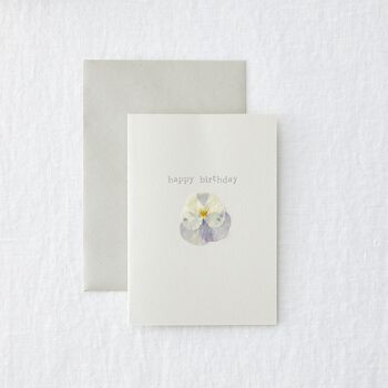 Joyeux anniversaire - Fleur de pensée pressée Carte de vœux simple