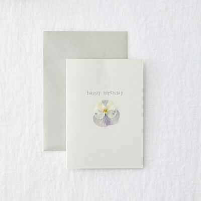 Happy Birthday - Pressed Pansy Flower Simple Greeting Card