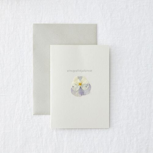 Congratulations - Pressed Flower Pansy Greeting Card