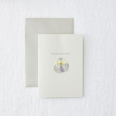 Congratulations - Pressed Flower Pansy Greeting Card