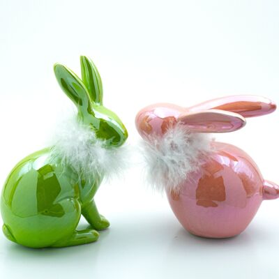 Lot de 2 lapins décoratifs