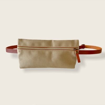 Bumbag Jud Beige with Camel color leather band