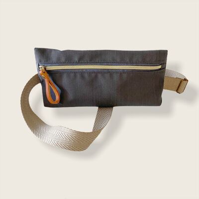 Jud gray waist bag herringbone cotton ribbon