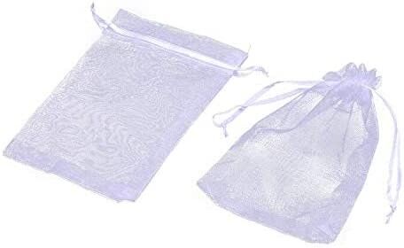 Organzasäckchen für ca. 3-4 Herzbonbons in weiß - Größe 7x9cm