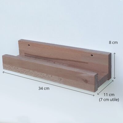 Louise The Floating Wooden Wall Shelf - With Rim - 34 Cm
