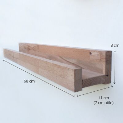 Louise The Floating Wooden Wall Shelf - With Rim - 68 Cm
