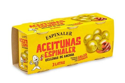 Olivas Rellenas de Anchoa ESPINALER Pack 3 x 50 g