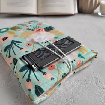 Pochette de livre florale avec poche et fermeture à bouton, Couverture de livre unique 2