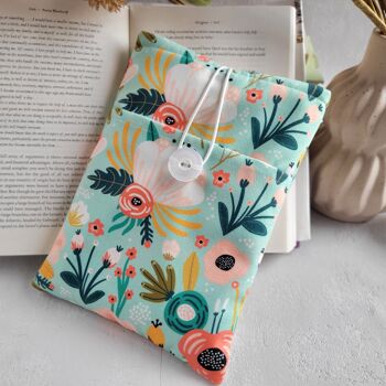 Pochette de livre florale avec poche et fermeture à bouton, Couverture de livre unique 5