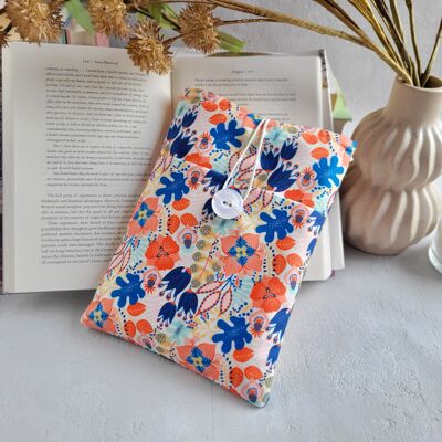 Cute Book sleeve with pocket and button closure, Book cover for bookish gift