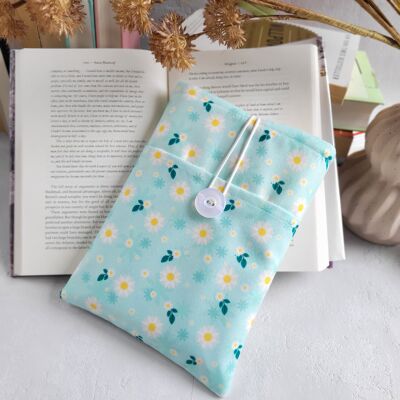Daisy Book Sleeve with pocket , Padded book cover for book lovers