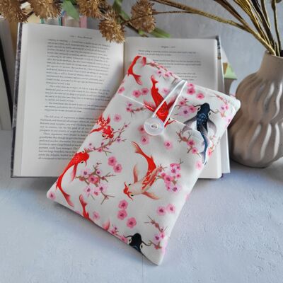 Koi fish Book sleeve with pocket, Padded Unique book cover