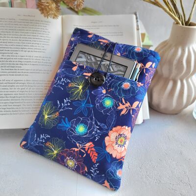 Florale Buchhülle mit Tasche, Buchcover für Bücherwurmgeschenk