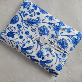 Pochette de livre florale bleue avec poche, couverture de livre rembourrée pour ver de livre 6