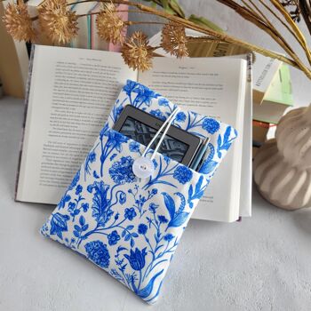 Pochette de livre florale bleue avec poche, couverture de livre rembourrée pour ver de livre 8