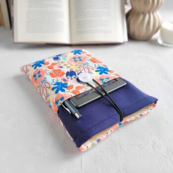 Pochette de livre florale avec poche et fermeture à bouton, couverture de livre en tissu 6