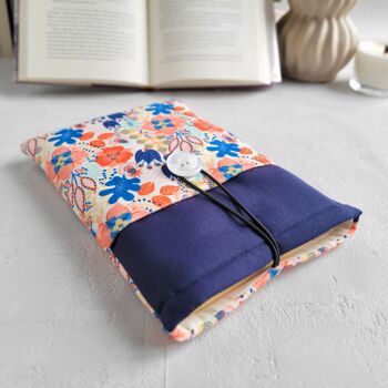 Pochette de livre florale avec poche et fermeture à bouton, couverture de livre en tissu 7