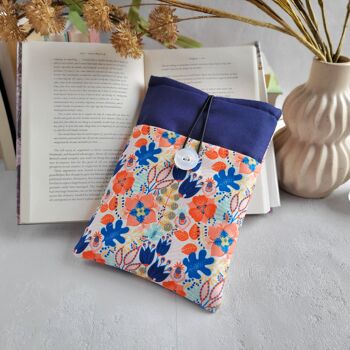 Pochette de livre florale avec poche et fermeture à bouton, couverture de livre en tissu 9