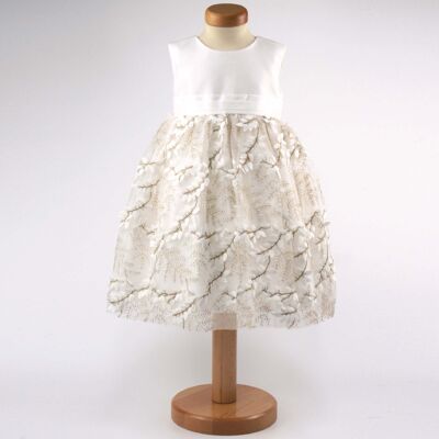 Girls Embroidered Leaves Bridesmaid Party Dress - 0 to 24 mths
