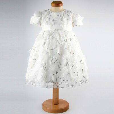 Girls Silver Sequin Party Dress - 0 to 24 months