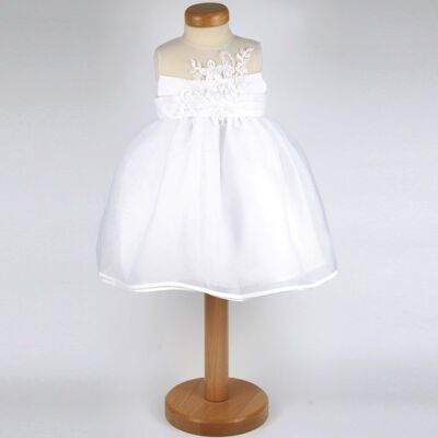 Robe blanche pour occasions spéciales pour filles - 0-3 mois à 4-5 ans