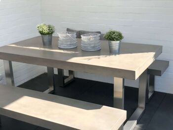 Ensemble de table en béton Novum 3 pièces avec cadre en acier inoxydable 2