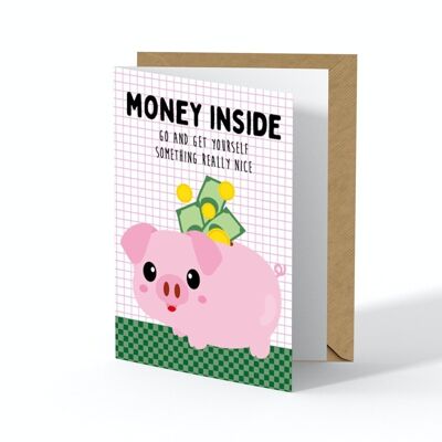Money card greeting card piggy