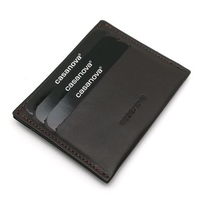 Flat card holder | Ubrique skin | Made in Spain | Ref. 10005 Brown