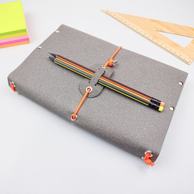 Travel notebook A5 recycled leather gray