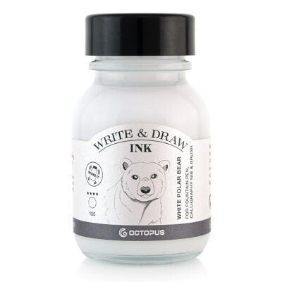 Write and Draw Ink 100 White Polar Bear, writing and drawing ink, 50 ml