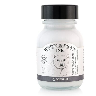 Write and Draw Ink 100 White Polar Bear, writing and drawing ink, 50 ml