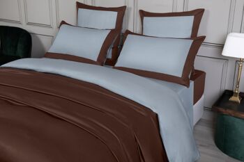 Ensemble de housse de couette APOLLO Dusty Blue / Marron 1