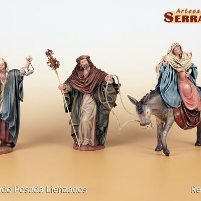 Shepherds asking for a posada canvas, figures of the nativity scene
