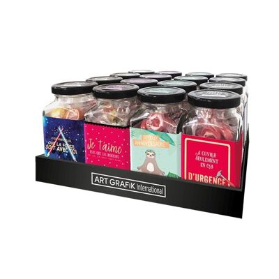 Evento - Exhibición de dulces en jarrones, 16 cajas de dulces
