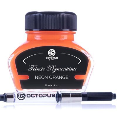 Highlighter ink neon orange with converter, marking ink for fountain pens in a 30 ml ink bottle