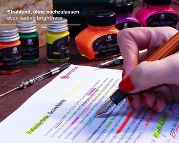 Encre surligneur pour stylos plume pour écrire, marquer et dessiner, rouge fluo, 30 ml 2