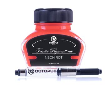 Encre surligneur rouge fluo avec convertisseur, encre de marquage pour stylos plume en flacon d'encre de 30 ml 1