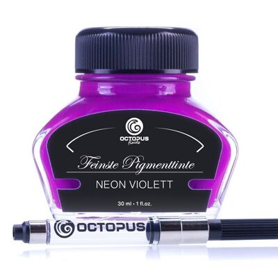 Encre surligneur violet fluo with convertisseur, encre de marquage pour stylos plume en flacon d'encre de 30 ml