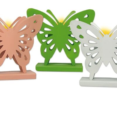 Set di 3 portacandele in metallo "Butterfly"