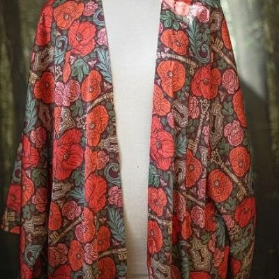 Keys and Poppies Robe Sylky Clothing Cardigan Kimono Fashion cover up Bohemian Summer boho jacket gift for teacher goblincore witch