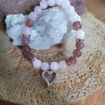 Rose quartz and strawberry quartz bracelet