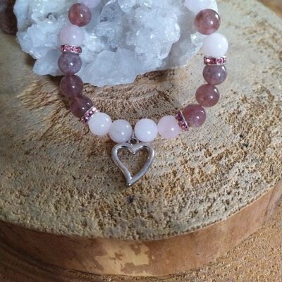 Rose quartz and strawberry quartz bracelet
