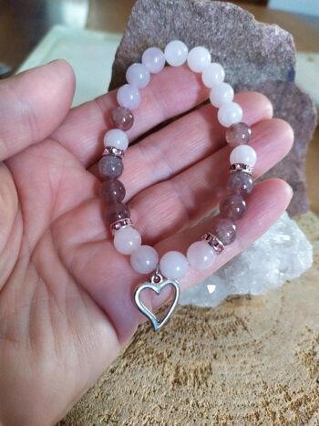 Bracelet quartz rose et quartz fraise 2