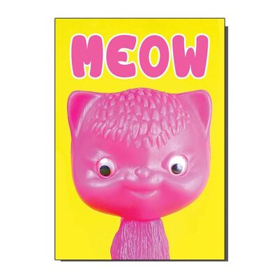 Kitsch Pink Meow Cat greetings Card