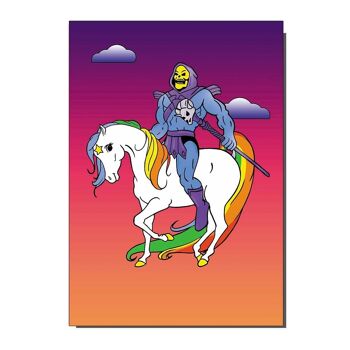 Starlite Skeletor des années 1980 arc-en-ciel inspiré carte de voeux