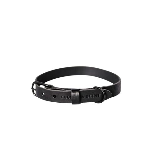 No Fuss Leather Dog Collar - Black - Black Fittings