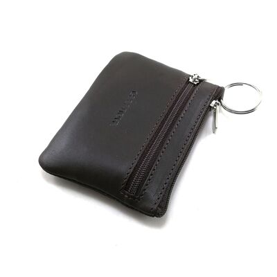 3 Zip Coin Purse with Key Ring | Ubrique skin | Ref. 10031 Brown