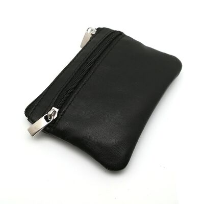 3 Zip Coin Purse with Key Ring | Ubrique skin | 10031 Black