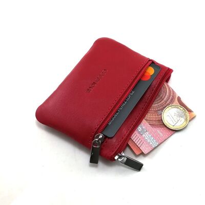 3 Zip Coin Purse with Key Ring | Ubrique skin | Ref. 10031 Red